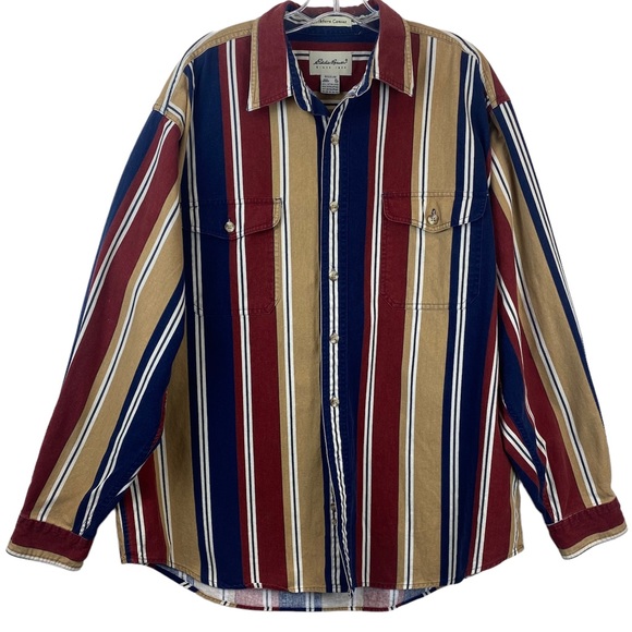 Eddie Bauer Other - Vintage Eddie Bauer Striped Shirt  Elkhorn Canvas button Up Men’s XL